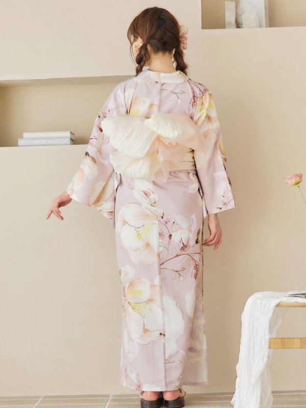 画像11: 【即日発送！】大人くすみピンクx牡丹浴衣  【浴衣３点セット 浴衣/帯/下駄】[YMT]