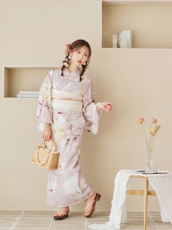 画像8: 【即日発送！】大人くすみピンクx牡丹浴衣  【浴衣３点セット 浴衣/帯/下駄】[YMT]