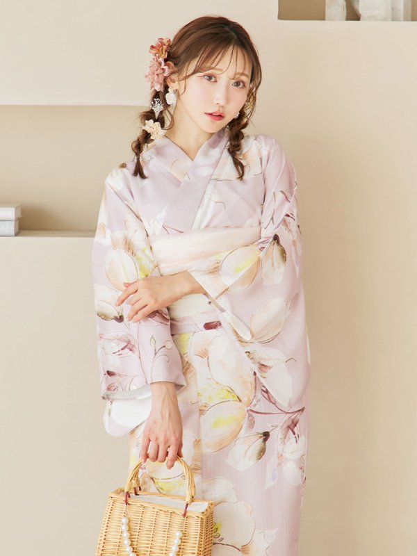 画像7: 【即日発送！】大人くすみピンクx牡丹浴衣  【浴衣３点セット 浴衣/帯/下駄】[YMT]