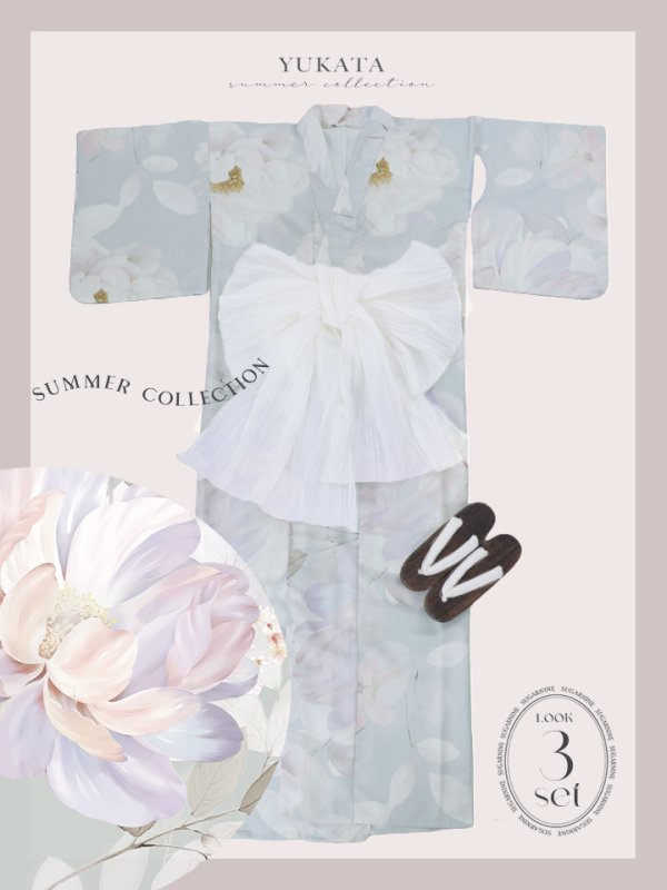 画像21: 【即日発送】シャーベットフラワー牡丹浴衣  【浴衣３点セット 浴衣/帯/下駄】[YMT]