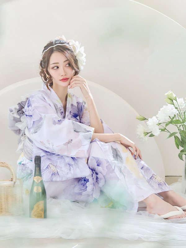 画像17: 【即日発送】シャーベットフラワー牡丹浴衣  【浴衣３点セット 浴衣/帯/下駄】[YMT]