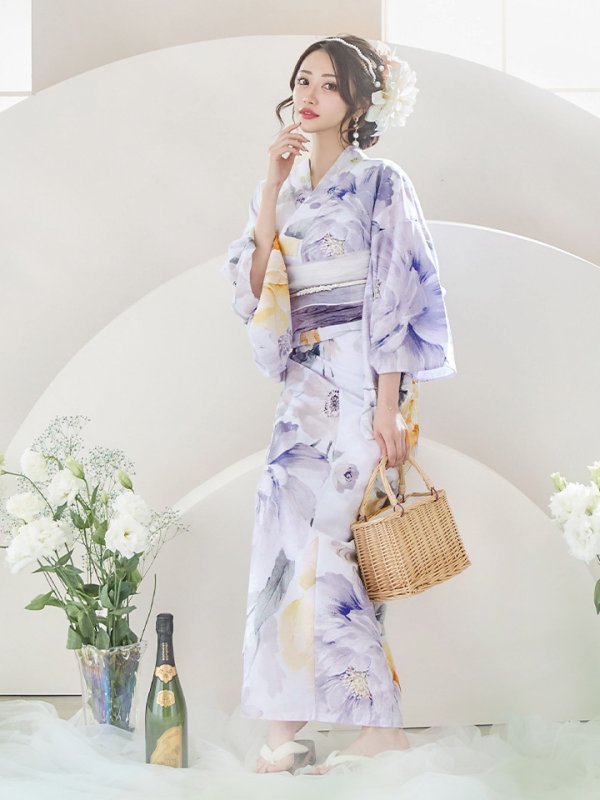 画像7: 【即日発送】シャーベットフラワー牡丹浴衣  【浴衣３点セット 浴衣/帯/下駄】[YMT]
