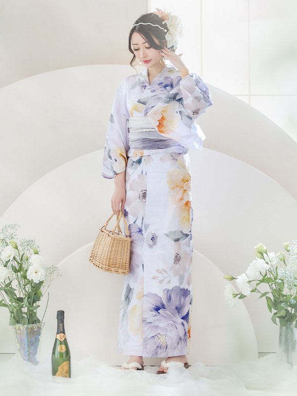 画像8: 【即日発送】シャーベットフラワー牡丹浴衣  【浴衣３点セット 浴衣/帯/下駄】[YMT]