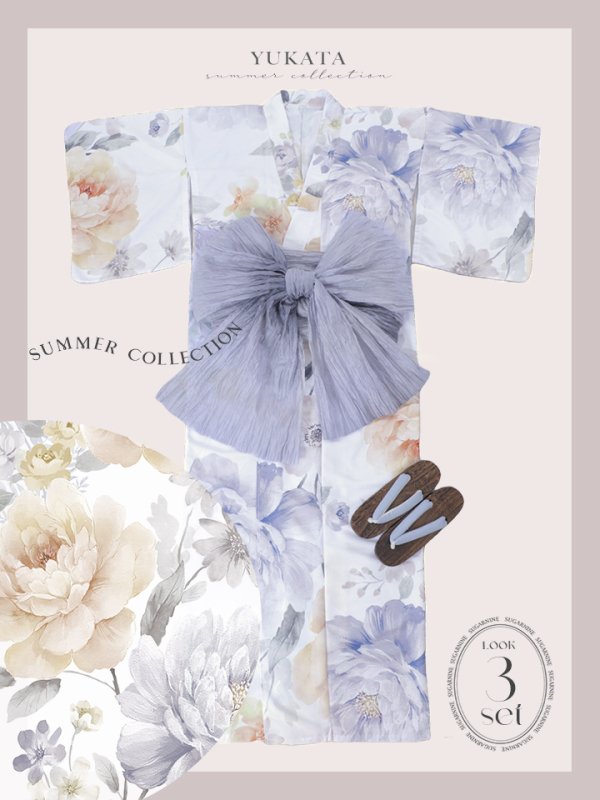 画像27: 【即日発送】シャーベットフラワー牡丹浴衣  【浴衣３点セット 浴衣/帯/下駄】[YMT]
