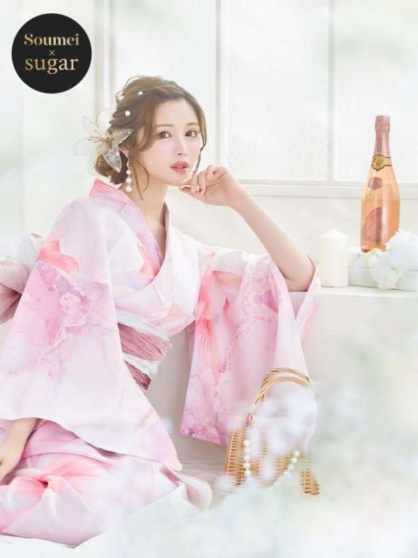 画像3: 【即日発送】ニュアンスピンク金魚浴衣  【浴衣３点セット 浴衣/帯/下駄】[YMT]