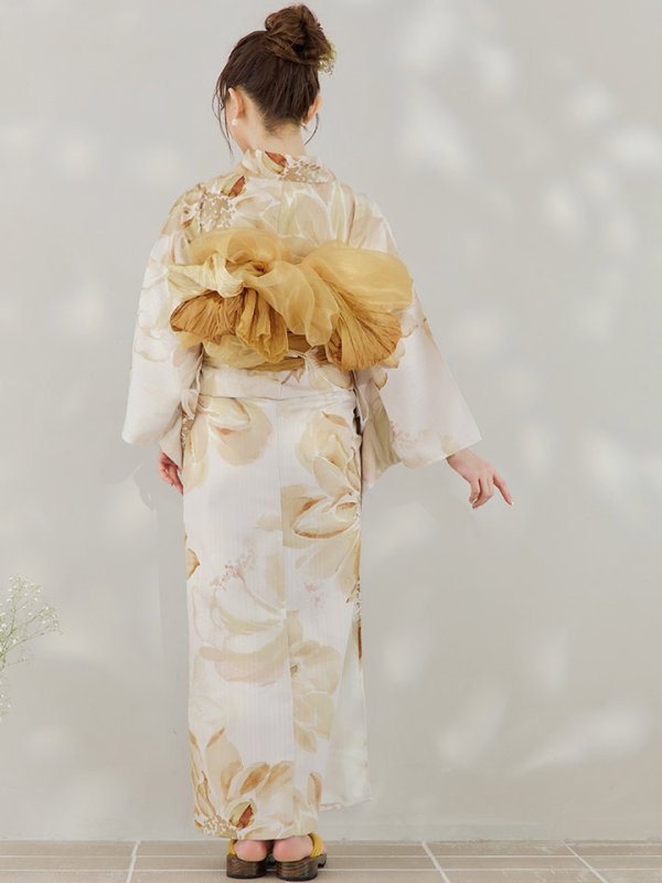 画像17: 【即日発送】水彩イエローフラワー浴衣  【浴衣３点セット 浴衣/帯/下駄】[YMT]