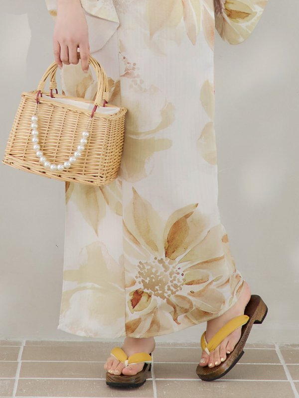 画像19: 【即日発送】水彩イエローフラワー浴衣  【浴衣３点セット 浴衣/帯/下駄】[YMT]