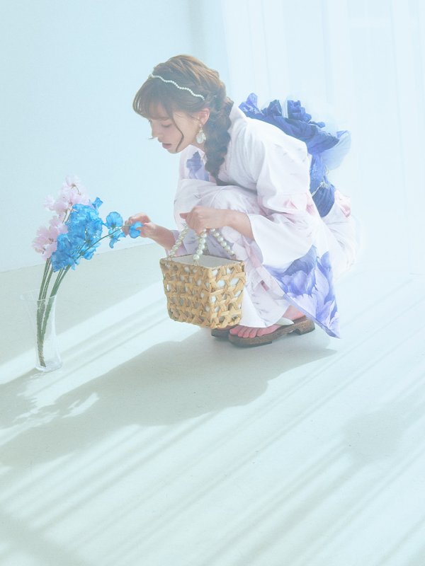 画像16: 【即日発送】ホワイト×ピオニー浴衣  【浴衣３点セット 浴衣/帯/下駄】[YMT]