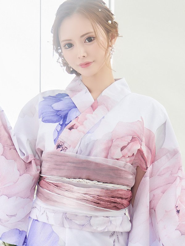 画像21: 【即日発送】ホワイト×ピオニー浴衣  【浴衣３点セット 浴衣/帯/下駄】[YMT]