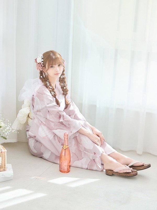 画像10: 【即日発送】くすみピンクブロッサム浴衣  【浴衣３点セット 浴衣/帯/下駄】[YMT]