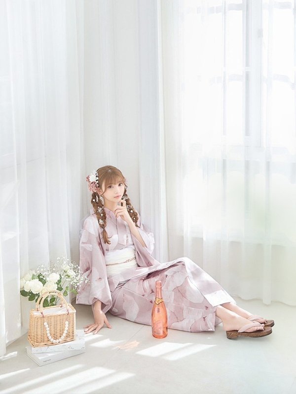 画像12: 【即日発送】くすみピンクブロッサム浴衣  【浴衣３点セット 浴衣/帯/下駄】[YMT]