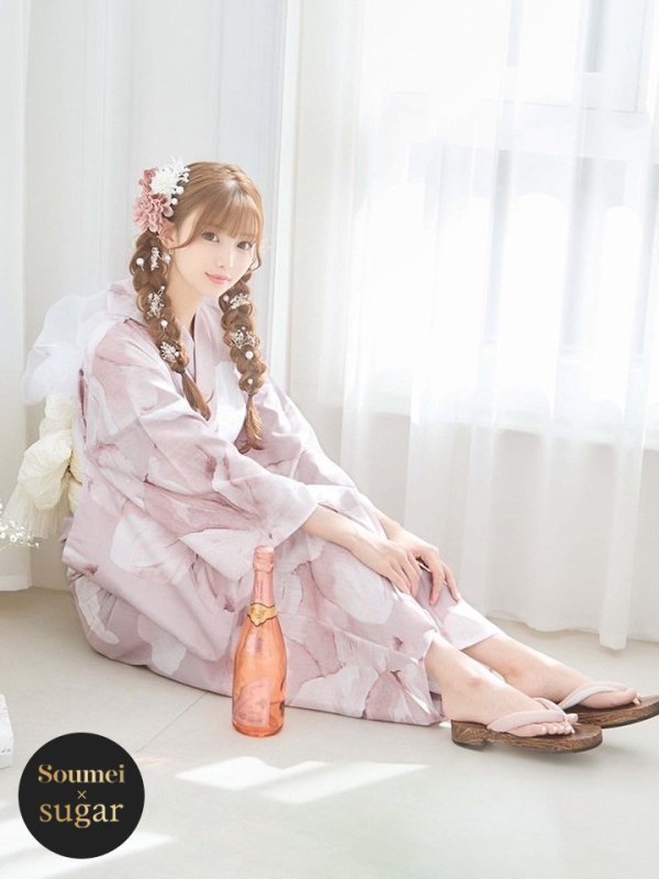 画像3: 【即日発送】くすみピンクブロッサム浴衣  【浴衣３点セット 浴衣/帯/下駄】[YMT]