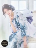 【即日発送】グラデーションブルーグリーン浴衣 OBI-g-500-kj-9-NV / HIMO-900-yn-4-GYxGY / HEKO-800-sb-5-W / YA-73-kn-GY / GETA-01-kj-3-IV [YMT]