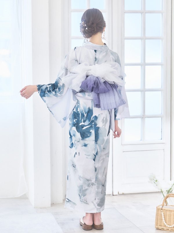 画像16: 【即日発送】グラデーションブルーグリーン浴衣  【浴衣３点セット 浴衣/帯/下駄】[YMT]
