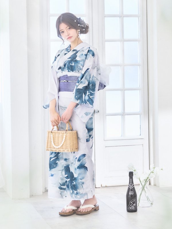 画像4: 【即日発送】グラデーションブルーグリーン浴衣  【浴衣３点セット 浴衣/帯/下駄】[YMT]