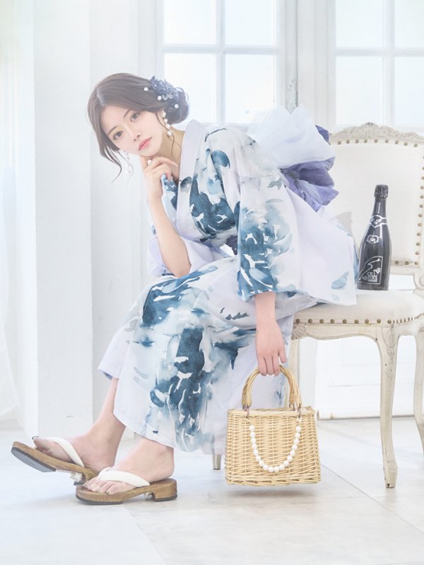 画像8: 【即日発送】グラデーションブルーグリーン浴衣  【浴衣３点セット 浴衣/帯/下駄】[YMT]