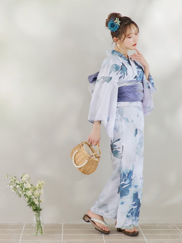 画像11: 【即日発送】グラデーションブルーグリーン浴衣  【浴衣３点セット 浴衣/帯/下駄】[YMT]