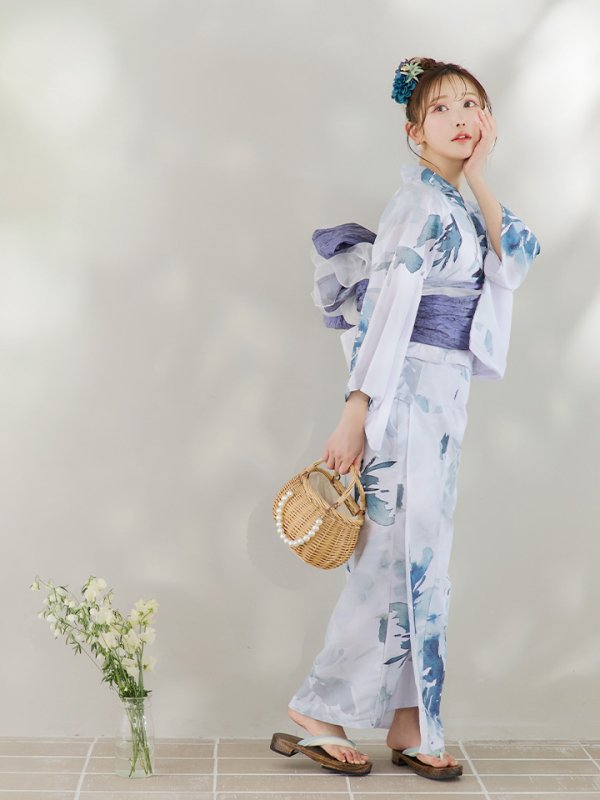 画像12: 【即日発送】グラデーションブルーグリーン浴衣  【浴衣３点セット 浴衣/帯/下駄】[YMT]