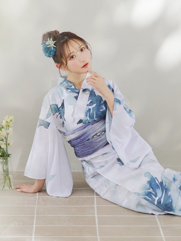 画像20: 【即日発送】グラデーションブルーグリーン浴衣  【浴衣３点セット 浴衣/帯/下駄】[YMT]