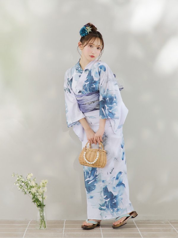 画像5: 【即日発送】グラデーションブルーグリーン浴衣  【浴衣３点セット 浴衣/帯/下駄】[YMT]