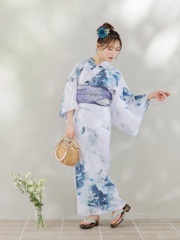 画像6: 【即日発送】グラデーションブルーグリーン浴衣  【浴衣３点セット 浴衣/帯/下駄】[YMT]