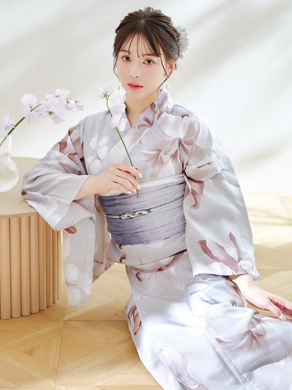 画像10: 【浴衣セール！】【即日発送！】アイシーリリーフラワー浴衣  【浴衣３点セット 浴衣/帯/下駄】[YMT]