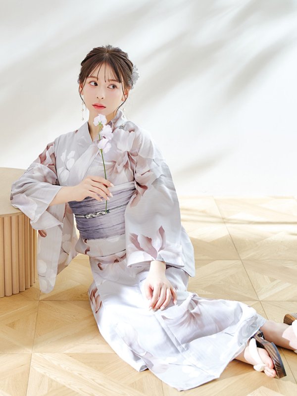 画像11: 【浴衣セール！】【即日発送！】アイシーリリーフラワー浴衣  【浴衣３点セット 浴衣/帯/下駄】[YMT]