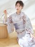 画像1: 【即日発送！】アイシーリリーフラワー浴衣 OBI-g-500-kj-8-GY / HIMO-900-yn-4-GYxGY / HEKO-800-sb-5-W / YA-953-kn-BL / GETA-01-kj-3-IV[YMT] (1)