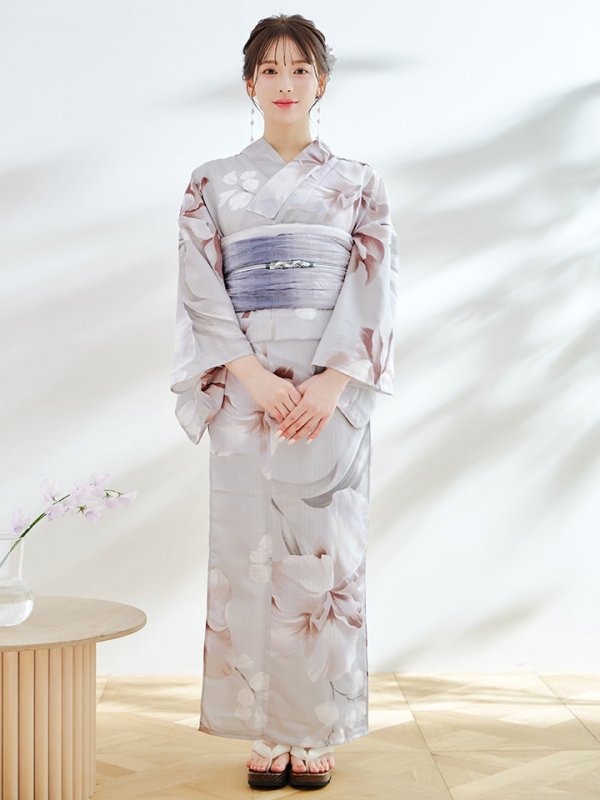 画像4: 【浴衣セール！】【即日発送！】アイシーリリーフラワー浴衣  【浴衣３点セット 浴衣/帯/下駄】[YMT]