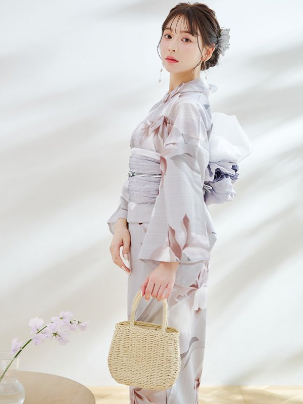 画像5: 【浴衣セール！】【即日発送！】アイシーリリーフラワー浴衣  【浴衣３点セット 浴衣/帯/下駄】[YMT]