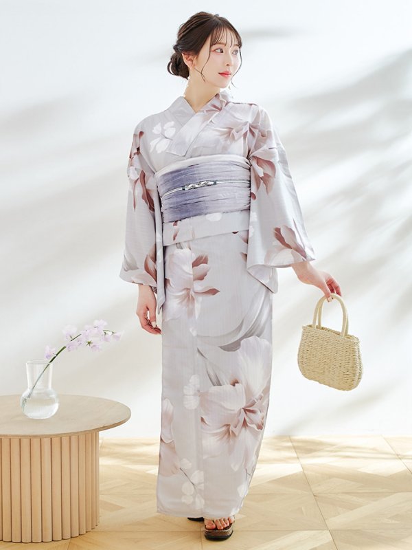 画像8: 【浴衣セール！】【即日発送！】アイシーリリーフラワー浴衣  【浴衣３点セット 浴衣/帯/下駄】[YMT]