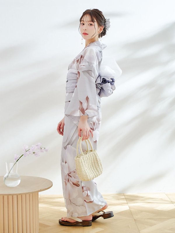 画像9: 【浴衣セール！】【即日発送！】アイシーリリーフラワー浴衣  【浴衣３点セット 浴衣/帯/下駄】[YMT]