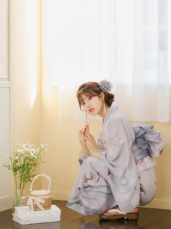 画像17: 【浴衣セール！】【即日発送】アイシーリリーフラワー浴衣  【浴衣３点セット 浴衣/帯/下駄】[YMT]