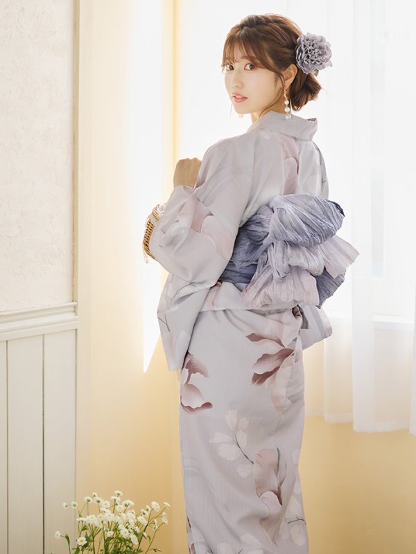 画像6: 【浴衣セール！】【即日発送】アイシーリリーフラワー浴衣  【浴衣３点セット 浴衣/帯/下駄】[YMT]