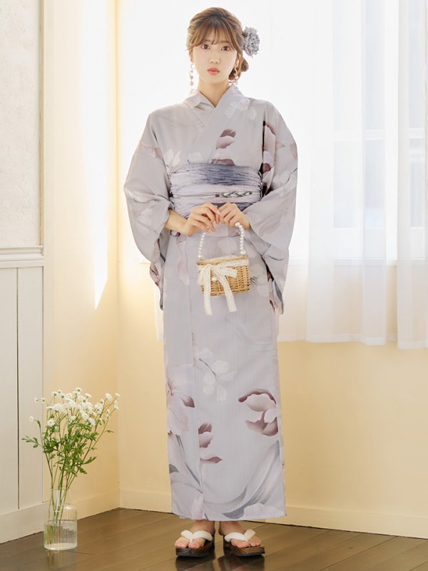 画像9: 【浴衣セール！】【即日発送】アイシーリリーフラワー浴衣  【浴衣３点セット 浴衣/帯/下駄】[YMT]