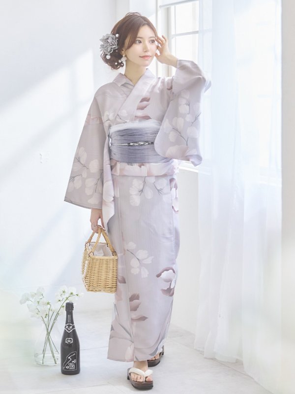 画像12: 【浴衣セール！】【即日発送】アイシーリリーフラワー浴衣  【浴衣３点セット 浴衣/帯/下駄】[YMT]