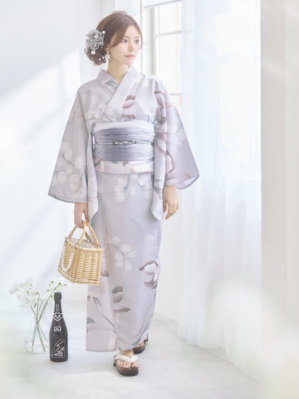 画像13: 【浴衣セール！】【即日発送】アイシーリリーフラワー浴衣  【浴衣３点セット 浴衣/帯/下駄】[YMT]