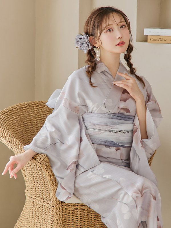 画像32: 【浴衣セール！】【即日発送！】アイシーリリーフラワー浴衣  【浴衣３点セット 浴衣/帯/下駄】[YMT]