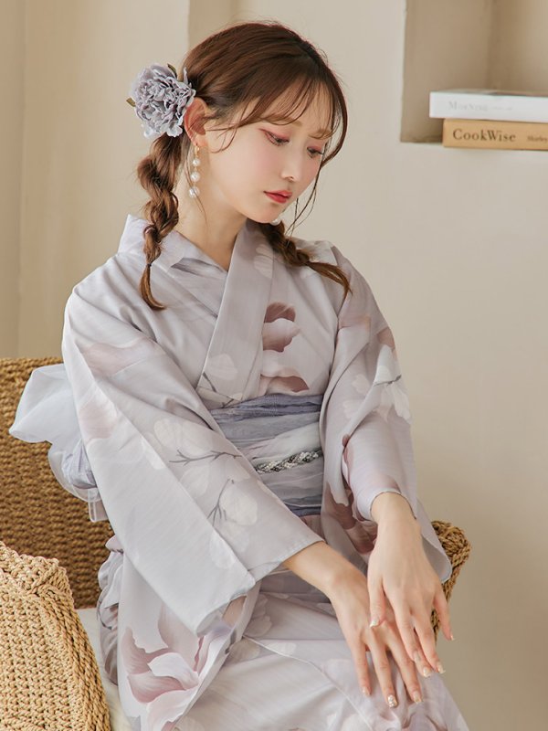 画像33: 【浴衣セール！】【即日発送！】アイシーリリーフラワー浴衣  【浴衣３点セット 浴衣/帯/下駄】[YMT]