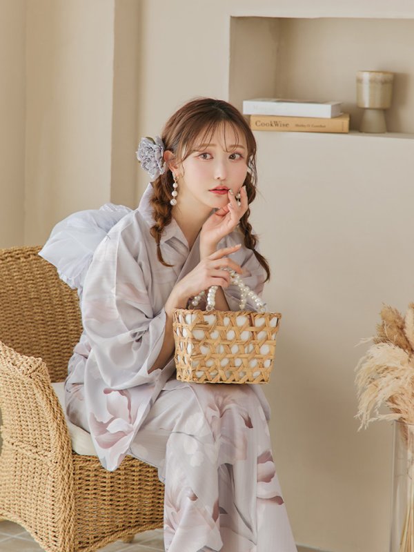 画像35: 【浴衣セール！】【即日発送！】アイシーリリーフラワー浴衣  【浴衣３点セット 浴衣/帯/下駄】[YMT]