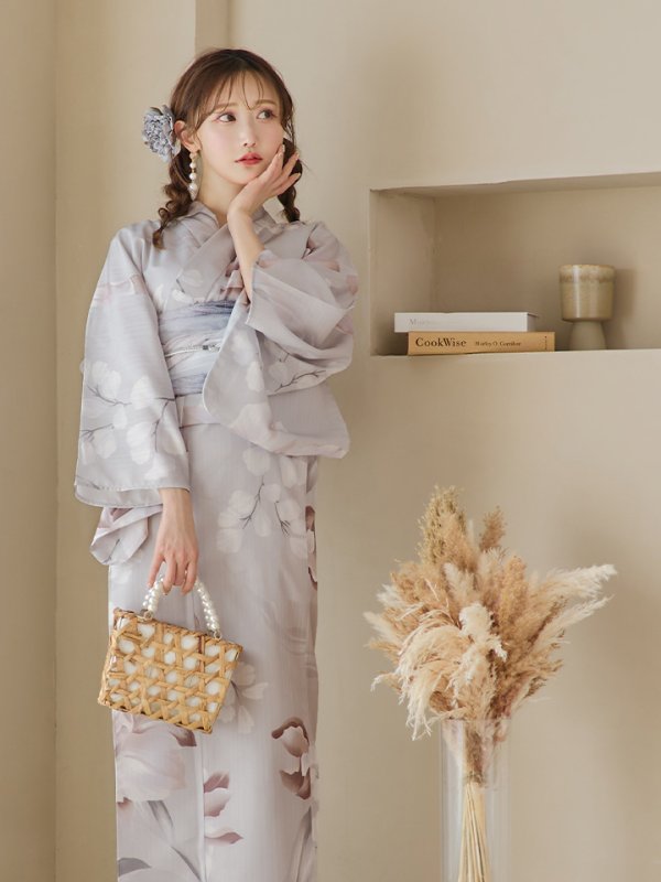 画像21: 【浴衣セール！】【即日発送！】アイシーリリーフラワー浴衣  【浴衣３点セット 浴衣/帯/下駄】[YMT]