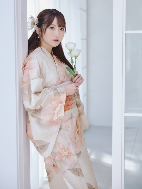 画像8: 【即日発送】ピンクベージュ牡丹浴衣  【浴衣３点セット 浴衣/帯/下駄】[YMT]