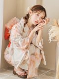 【即日発送！】ピンクベージュ牡丹浴衣 OBI-g-500-kj-4-OR / HIMO-900-yn-5-IV / HEKO-800-sb-5-W / YA-594-kj-CL / YA-1081-kj-BR / GETA-01-kj-7-P[YMT]