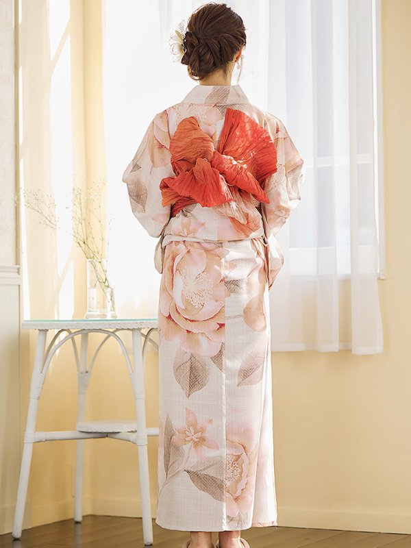 画像16: 【即日発送】ピンクベージュ牡丹浴衣  【浴衣３点セット 浴衣/帯/下駄】[YMT]