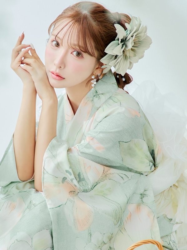 画像11: 【即日発送】アイシーミントフラワー浴衣  【浴衣３点セット 浴衣/帯/下駄】[YMT]