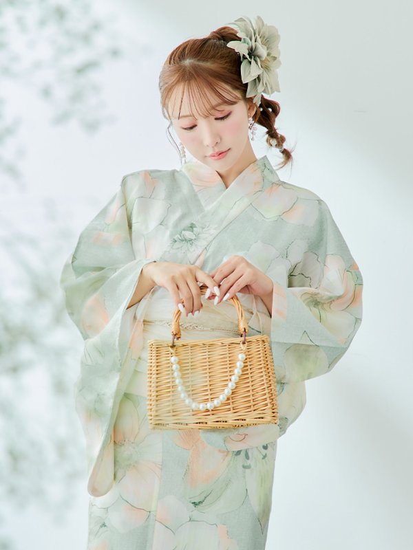 画像13: 【即日発送】アイシーミントフラワー浴衣  【浴衣３点セット 浴衣/帯/下駄】[YMT]