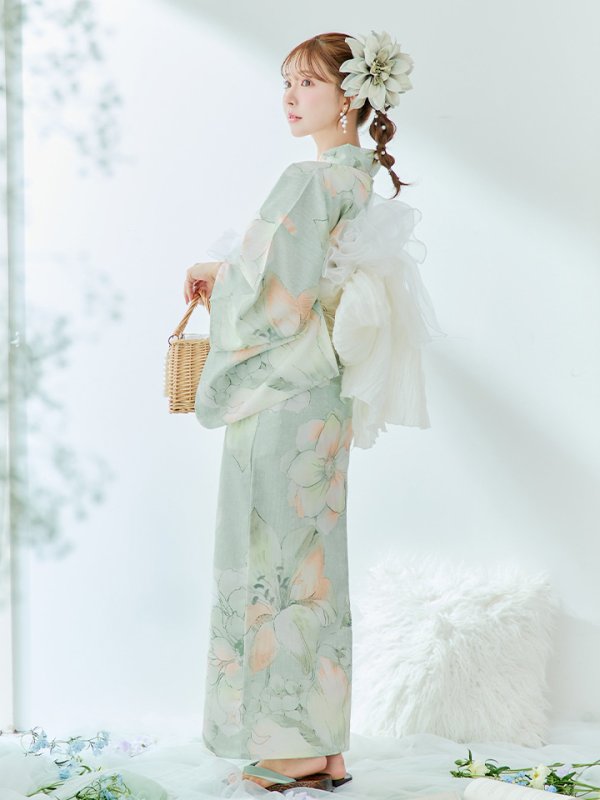 画像15: 【即日発送】アイシーミントフラワー浴衣  【浴衣３点セット 浴衣/帯/下駄】[YMT]