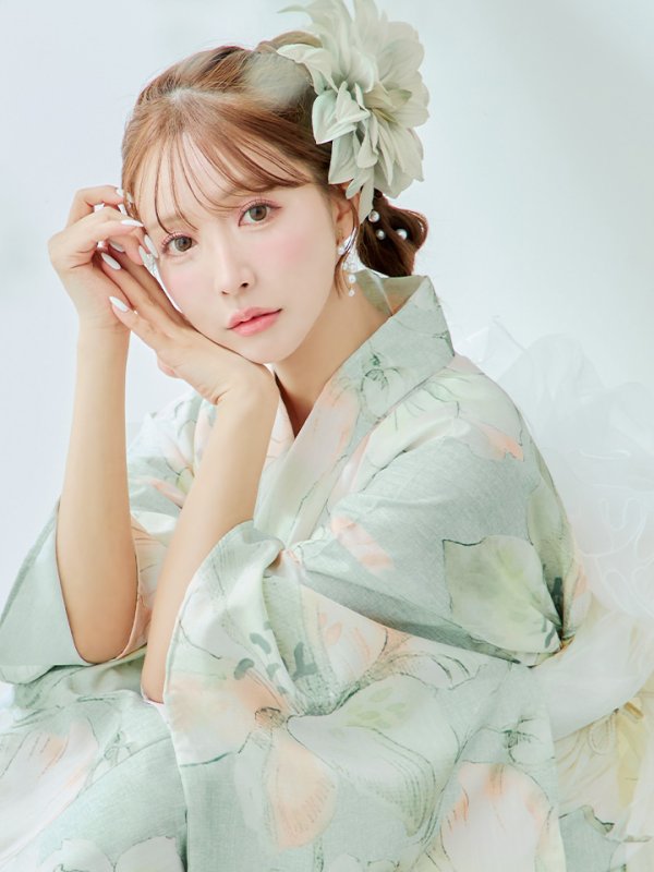 画像18: 【即日発送】アイシーミントフラワー浴衣  【浴衣３点セット 浴衣/帯/下駄】[YMT]