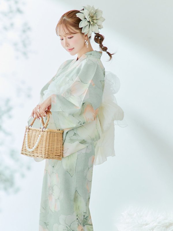 画像19: 【即日発送】アイシーミントフラワー浴衣  【浴衣３点セット 浴衣/帯/下駄】[YMT]