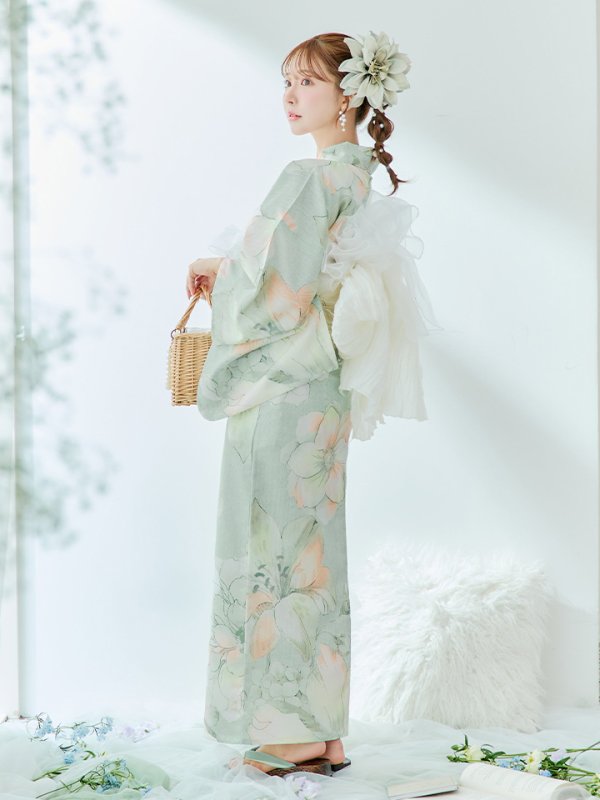 画像22: 【即日発送】アイシーミントフラワー浴衣  【浴衣３点セット 浴衣/帯/下駄】[YMT]